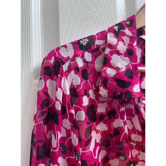 Diane Von Furstenberg Tiny Pull Lorelei Two Sheer Silk Button Blouse Size 10 - Picture 4 of 13